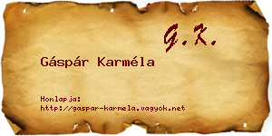 Gáspár Karméla névjegykártya